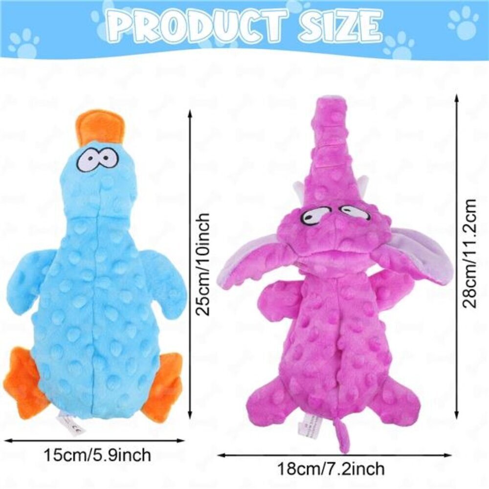 2 Pcs Squeaky Dog Toys, Stuffed Chew Crinkle Dog Toys, Tough Plush Pet - Picture 2 of 5